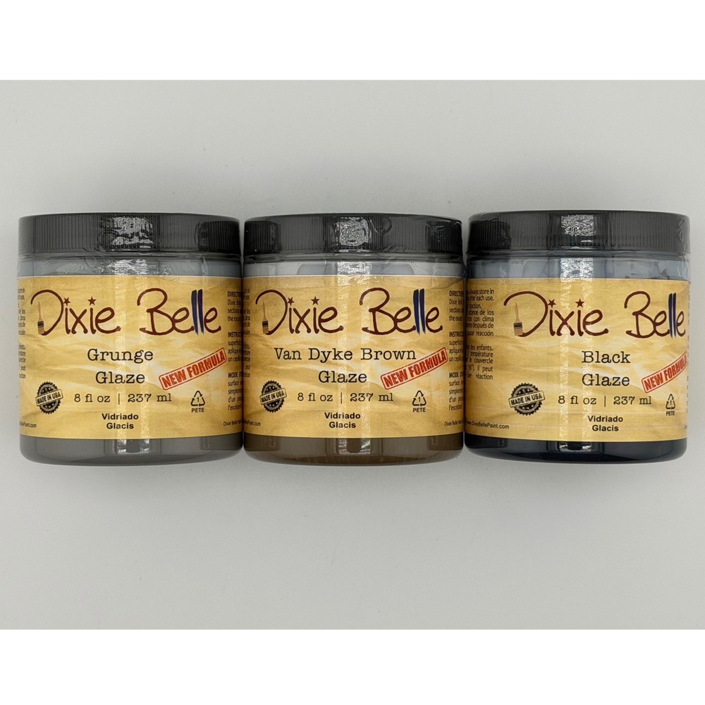 Dixie Belle Glaze 8oz Grunge Van Dyke Brown Black Furniture Paint 3 Options